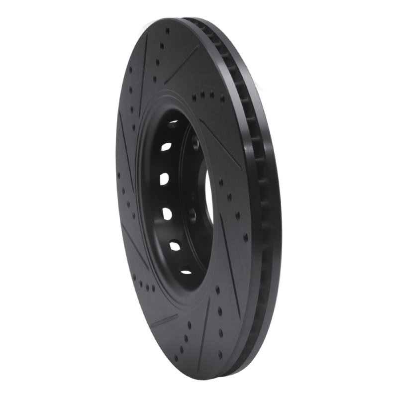 Acura RLX Brake Rotor (1) - Front Right - R1 Concepts - Drilled & Slotted - Black - `14-`20